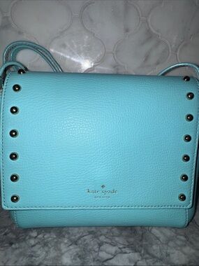 kate spade Light Aqua Leather Studded Crossbody Bag